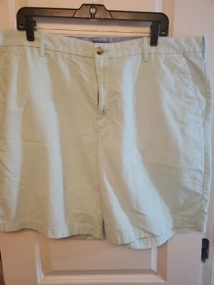 Izod Men Saltwater Linen Look Cotton Chino Shorts Sz 40 Flat Front Mint Green - Image 1 of 4