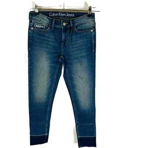 New Calvin Klein Jeans Womans Sz 27 Distressed Skinny Ankle Length CK Denim Blue - Picture 1 of 8