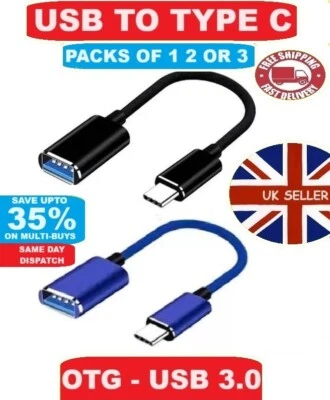 Type C to USB, USB C Male OTG A Female Data Connector Converter Cable Adapter - Image 1 of 4