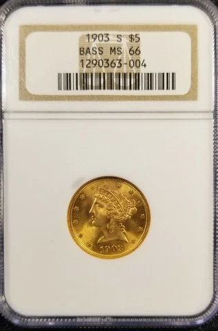 1903 S $5 MS66 Bass Collection Legendary collector Cover
