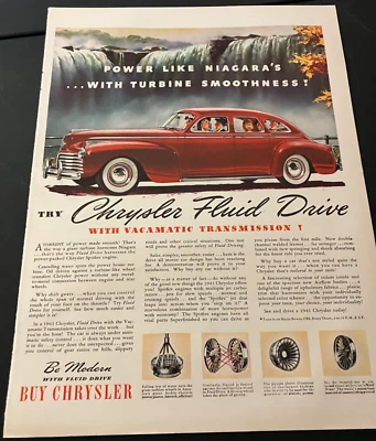 Red 1941 Chrysler at Niagara Falls - Vintage Original Print Ad / Wall Art - Image 1 of 4