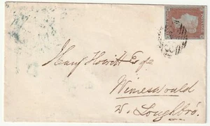 1847 NOTTINGHAM TO LOUGHBOROUGH 4 MARGIN 1d IMPERF LOUGHBORO/2 SKELETON 'NO LOU' - Picture 1 of 3