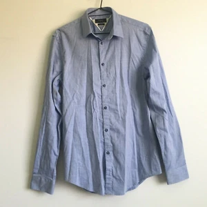 Camisa de vestir para hombre Zara azul y blanco mezcla de algodón talla M calce ajustado - Imagen 1 de 8