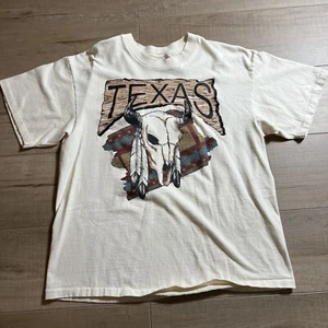 Vintage 90s Texas Tourist Shirt Size L Western Single Stitch Skull  Made In USA - Picture 1 of 10