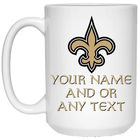 Custom Personalized New Orleans Saints White 15 oz Ceramic Coffee Mug Cup Cover