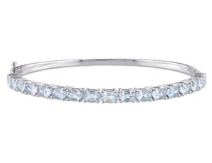 7.00 Carat (ctw) Light Aquamarine Bangle Bracelet in Sterling Silver - Picture 1 of 4