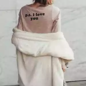 Junk Food Size XXL P.S. I Love You Striped Long Sleeve Graphic Tee Top Pink - Picture 1 of 6