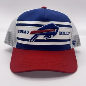 Buffalo Bills NFL Red Blue Mesh Trucker Cap ‘47 Brand Men’s Snapback Hat OSFA - Picture 1 of 9