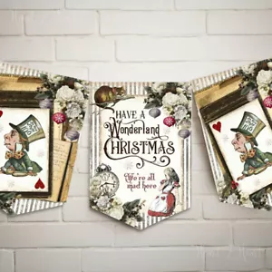 Alice in Wonderland Christmas Bunting, XMAS Decoration, Christmas Party Decor - Picture 1 of 7