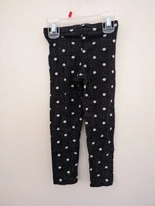Old Navy little Girls XS (5) polka dot regular black leggings waist 8 inseam 13 - Picture 1 of 5