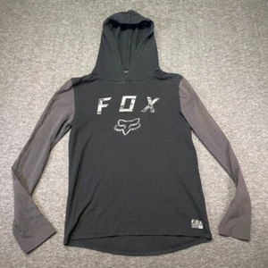 Fox Racing Mens Small SM Thermal Hoodie Long Sleeve Casual Pullover Y2K Black - Picture 1 of 9