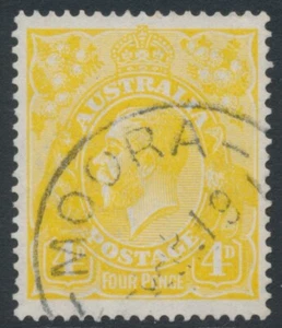 AUSTRALIA - 1916 4d lime-yellow KGV, single watermark, used – BW(ACSC) # 110D - Picture 1 of 3