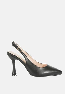 Scarpe Donna Tacco Alto a Rocchetto Tacchi Slingback Neri Decollete Eco Pelle - Imagen 1 de 6