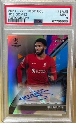 JOE GOMEZ PSA 9 AUTO 2021-22 TOPPS FINEST UCL #BA-JG LIVERPOOL POP 1 - Image 1 of 4