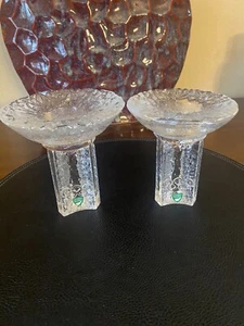 Portavelas vintage retro cristal ORREFORS 1984 antorcha olímpica X 2 - Imagen 1 de 13