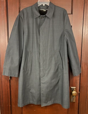 Винтажный пальто мужской размер 38 темно-синий клетку молнии из искусственного меха вкладыш кнопки - Изображение 1 из 4