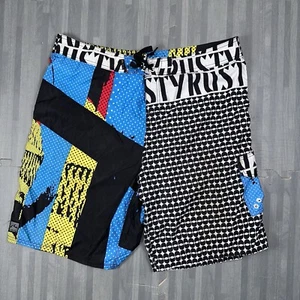 Rusty Board Shorts Mens Multicolor Graffiti Size 40 Swim Trunks Vintage Surfing - Picture 1 of 7