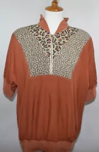 Suéter de colección Teddi marrón naranja estampado animal sedoso cuello para el torso hecho en EE. UU. para mujer XL - Imagen 1 de 9