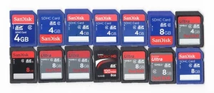 Lot Of 14x SanDisk 4GB / 8GB SDHC Camera Memory Cards - Picture 1 of 1