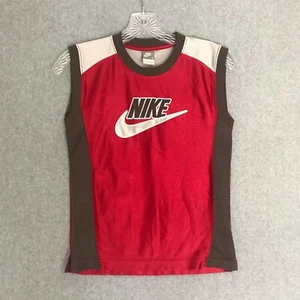 Nike Basketball Jersey Youth Boys 7 Red Sleeveless BIG Centered Embroidered Logo - Picture 1 of 7