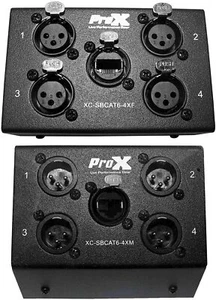 ProX 4 Channel CAT6 XLR Male Snake Box + 4 Channel XLR Female CAT6 box - Picture 1 of 5