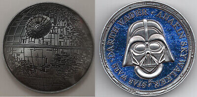 Star Wars Silver Death Star Coin Darth Vader Sci Fi Fantasy Old Vintage Retro UK • 18.16£