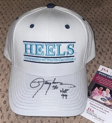 БЕЙСБОЛЬНАЯ КЕПКА С АВТОГРАФОМ ЛОРЕНСА ТЭЙЛОРА НЕ БЫВШАЯ В ОБРАЩЕНИИ JSA NORTH CAROLINA LT - Изображение 1 из 4
