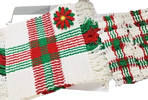 Weihnachten Tischsets gehäkelt rot grün weiß Fransen Handarbeit Untersetzer Vintage - Bild 1 von 7