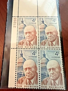 Scott #1202 Sam Rayburn Plate Block MNH + SINGLE Stamp. I WILL COMBINE SHIPPING - Picture 1 of 2