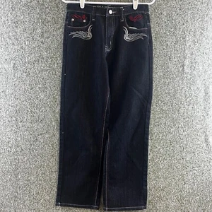 Old Skool Youth Jeans 18 28X28 Black Baggy Straight Streetwear Urban Y2K Goth - Picture 1 of 10