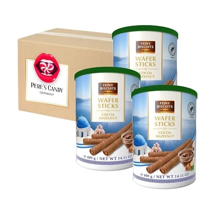 Hazelnut Wafer Sticks Waffle Rolls with Cocoa Hazelnut Cream 3 Pack 3 x 400g - Image 1 of 4