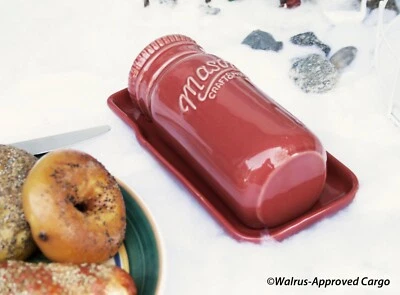 MASON CRAFT & MORE RED COVERED BUTTER DISH -NEW- GIVE YOUR TABLE A TASTY TOUCH! - Image 1 of 4