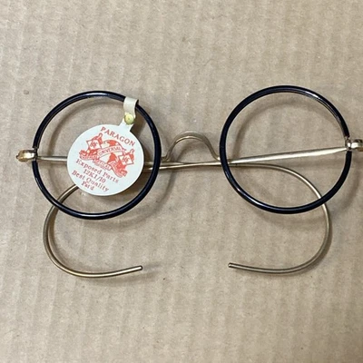 Antique Vintage Gold Filled Eyeglass Frames NOS With Tag Paragon Optical Round - Image 1 of 4