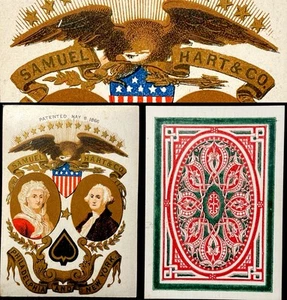 1866 Historische Antike Spielkarten Hochwertiges Euchre Samuel Hart Deck - Bild 1 von 24