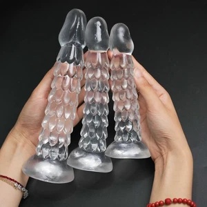 Short Clear Silicone Anal Butt Plug Dildo Suction Realistic G-Spot Massager UK - Picture 1 of 32