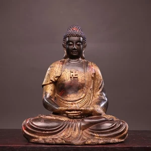 Collect pure copper, clay, gold, cinnabar Buddha statue 【 Amitabha Buddha 】 - Picture 1 of 9