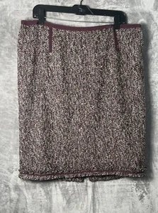 Talbots Womens Tweed Straight Burgundy Textured Wool Skirt Size 16 W - Picture 1 of 8