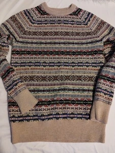 Suéter JCrew Fair Isle Hombre/Mujer Pequeño Mezcla Lana de Cordero Cuello Redondo Neutro  - Imagen 1 de 8
