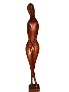 Mid Century Modern Nude Woman Craved Wooden Danish Sculpture - Picture 1 of 12