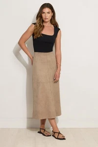 LTS Tall Suedette A-Line Midi Skirt - Picture 1 of 7