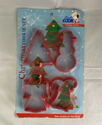 Juego de 4 galletas de Navidad Good Cook de plástico vintage muñeco de nieve ángel campana árbol Foto 1 de 4