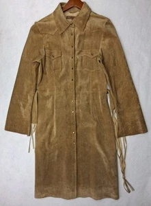 Trench cappotto pelle scamosciata giacca equitazione grande western equitazione perla snap - Foto 1 di 21