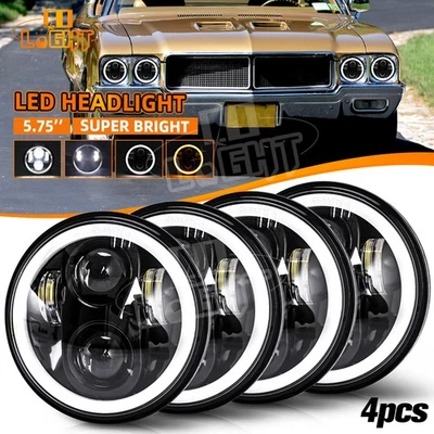 DOT 4PCS 5-3/4" 5.75" LED Headlights RGB DRL for Buick Skylark 1961-1972 GS 455 - Image 1 of 4