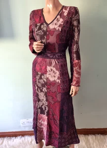 Vestido midi floral de manga larga tejido algodón Pima rojo mediano Peruvian Connection - Imagen 1 de 7