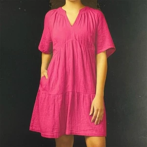 GAP Damen XS Rosa Gaze Knielanges Kleid Kurzarm Freizeit Sommer - Bild 1 von 5