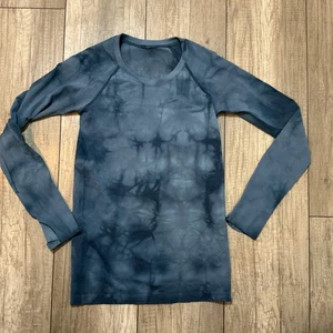 Camicia Lululemon Swiftly Tech manica lunga tinta unita blu top sportivo - Foto 1 di 5