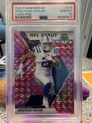 2020 Panini Mosaic - NFL Debut Jonathan Taylor #276 Camo Pink PSA 10 (RC) - Image 1 of 2