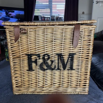 Fortnum And Mason F&M Large Wicker Hamper Basket L46  x  H42  x. W36.5 cms  - Image 1 of 4