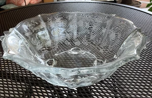 Vintage Fostoria Baroque CHINTZ Elegant Etched Glass 4-Footed Console Fruit Bowl - Picture 1 of 19