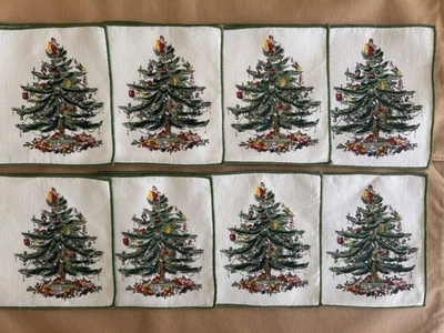 Spode Christmas Tree Linen 8pc Cocktail Napkin Set - Image 1 of 4